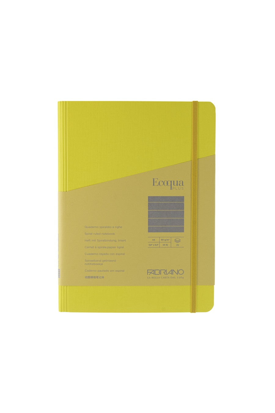 Fabriano Ecoqua Plus Hidden Spiral-Bound Notebook, 5.8" x 8.3", A5 Lined