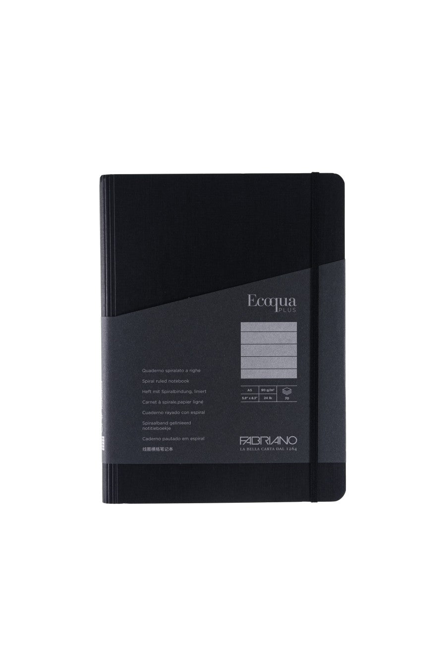 Fabriano Ecoqua Plus Hidden Spiral-Bound Notebook, 5.8" x 8.3", A5 