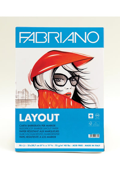 Fabriano Layout Marker Pad, 40 lb./75 gsm, 70 Sheets 