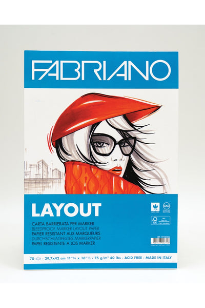 Fabriano Layout Marker Pad, 40 lb./75 gsm, 70 Sheets 11.75" x 16.5"