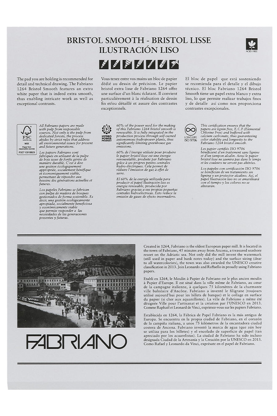 Fabriano 1264 Bristol Pad, 100 lb, 20 Sheets, Three Pack