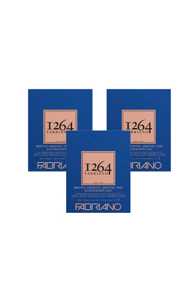 Fabriano 1264 Bristol Pad, 100 lb, 20 Sheets, Three Pack