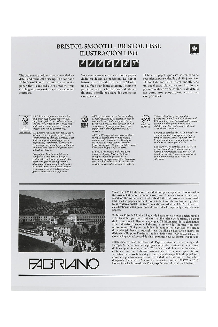 Fabriano 1264 Bristol Pad, 100 lb, 20 Sheets, Three Pack