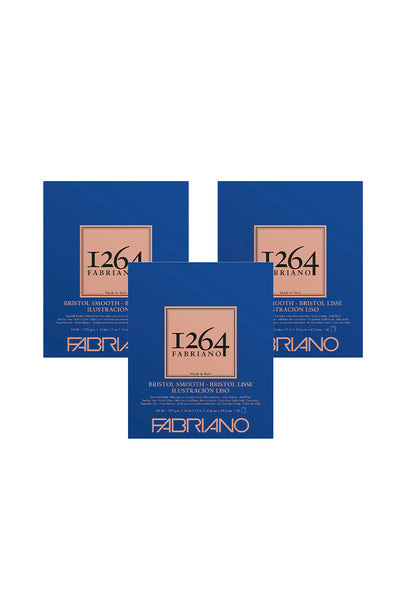 Fabriano 1264 Bristol Pad, 100 lb, 20 Sheets, Three Pack