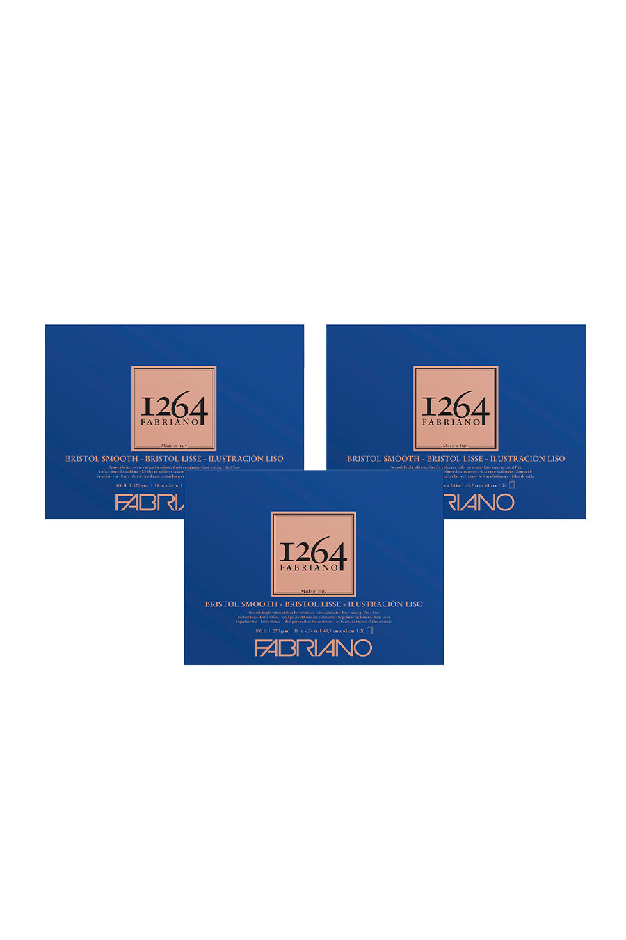 Fabriano 1264 Bristol Pad, 100 lb, 20 Sheets, Three Pack