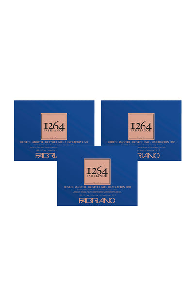Fabriano 1264 Bristol Pad, 100 lb, 20 Sheets, Three Pack