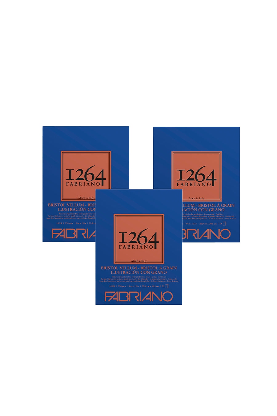 Fabriano 1264 Bristol Pad, 100 lb, 20 Sheets, Three Pack