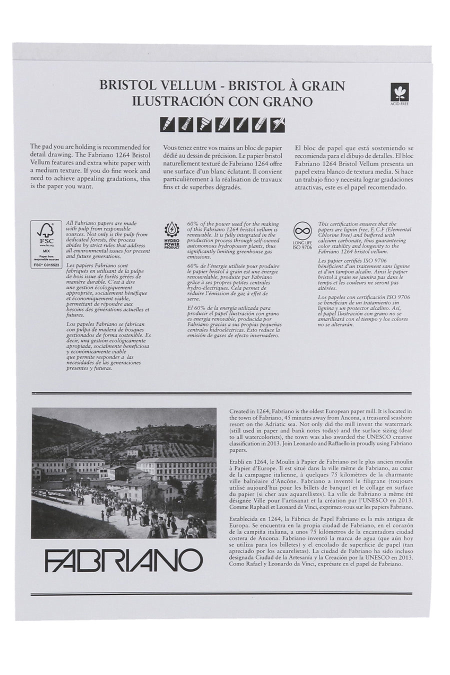 Fabriano 1264 Bristol Pad, 100 lb, 20 Sheets, Three Pack