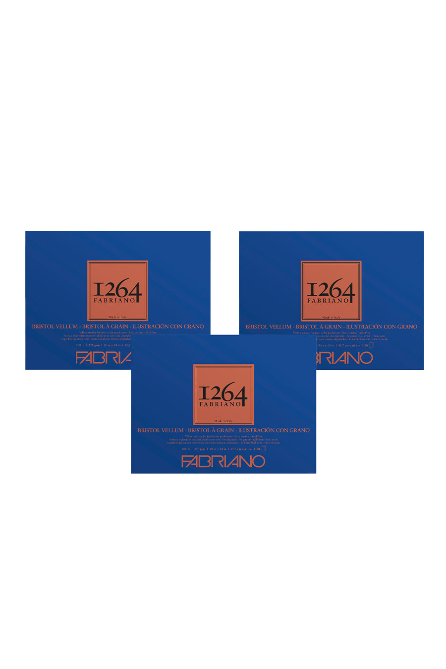 Fabriano 1264 Bristol Pad, 100 lb, 20 Sheets, Three Pack