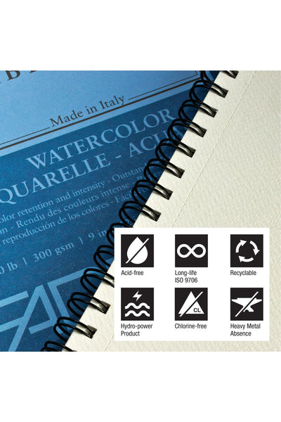 Fabriano 1264 Watercolor Pad, 140 140lb. (300gsm) Glue Bound, 8" x 8"