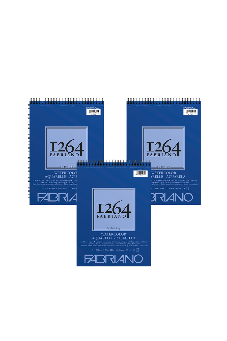Fabriano 1264 Watercolor Pad, 140lb. (300gsm), Three Pack