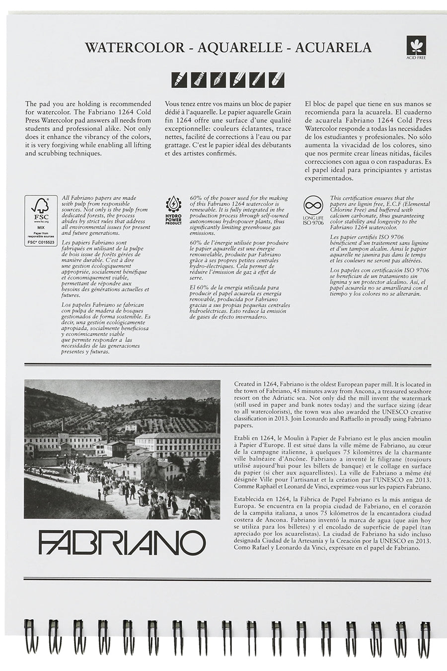 Fabriano 1264 Watercolor Pad, 140lb. (300gsm), Three Pack