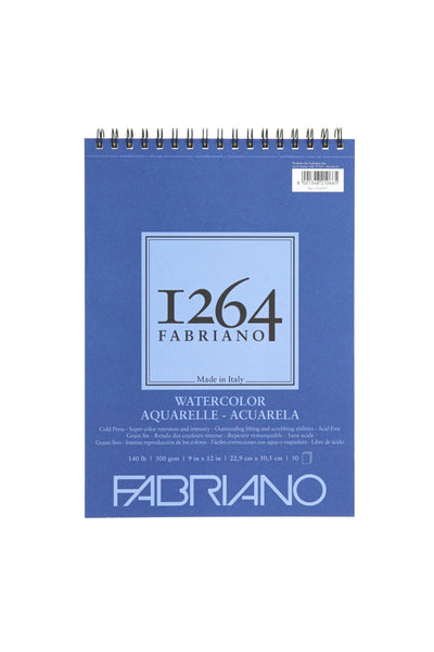 Fabriano 1264 Watercolor Pad, 140 140lb. (300gsm) Spiral Bound, 9" x 12"