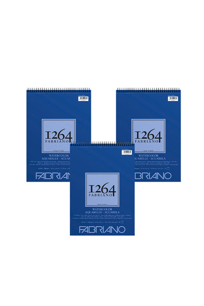 Fabriano 1264 Watercolor Pad, 140lb. (300gsm), Three Pack