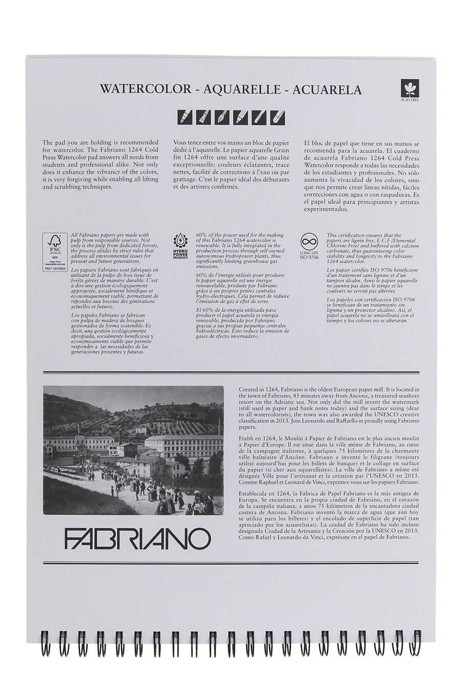 Fabriano 1264 Watercolor Pad, 140lb. (300gsm), Three Pack