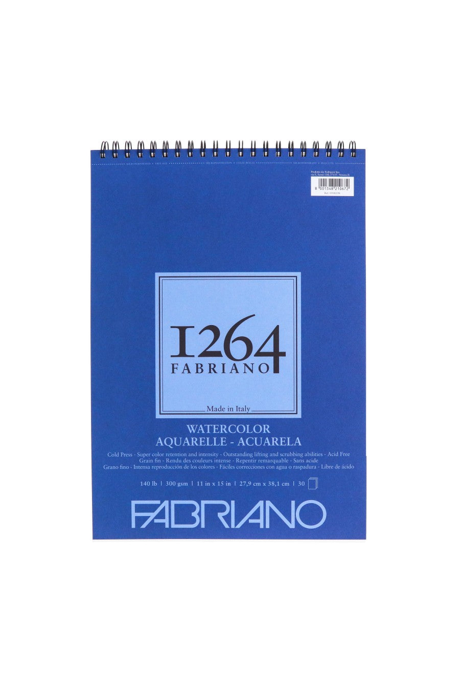 Fabriano 1264 Watercolor Pad, 140 140lb. (300gsm) Spiral Bound, 9" x 12"