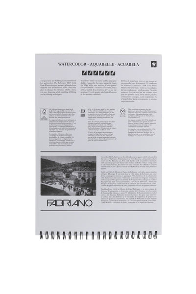 Fabriano 1264 Watercolor Pad, 140 140lb. (300gsm) Spiral Bound, 9" x 12"