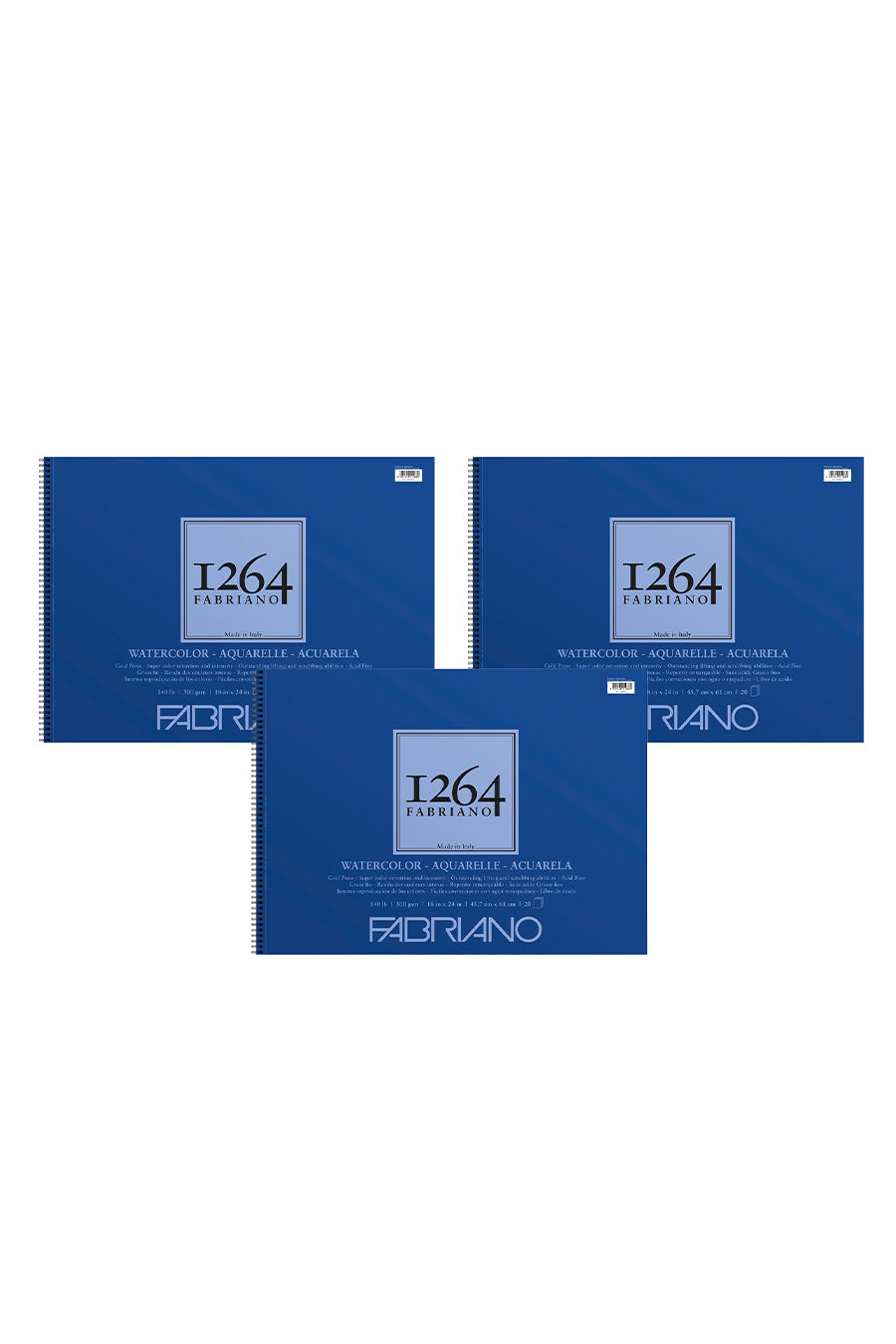 Fabriano 1264 Watercolor Pad, 140lb. (300gsm), Three Pack