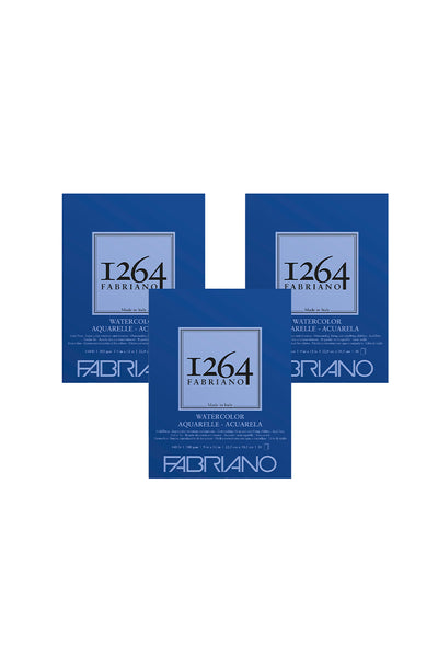Fabriano 1264 Watercolor Pad, 140lb. (300gsm), Three Pack