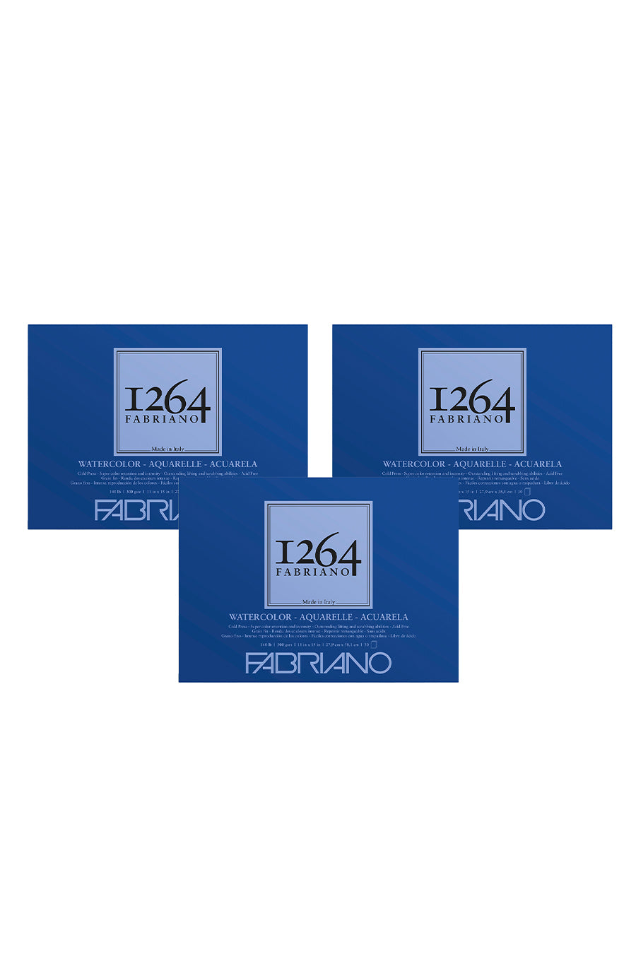 Fabriano 1264 Watercolor Pad, 140lb. (300gsm), Three Pack