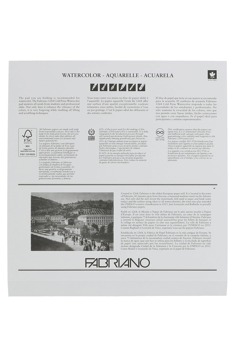 Fabriano 1264 Watercolor Pad, 140lb. (300gsm), Three Pack