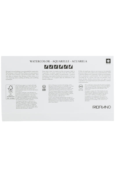 Fabriano 1264 Watercolor Pad, 140lb. (300gsm), Three Pack