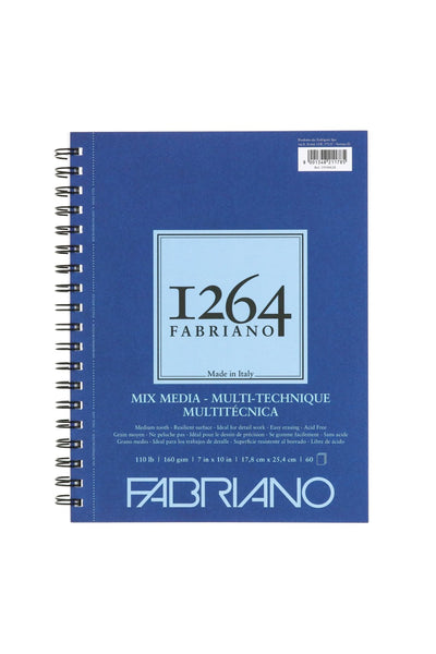 Fabriano 1264 Mixed Media Pad 7" x 10", 110 lb, 60 Sheets