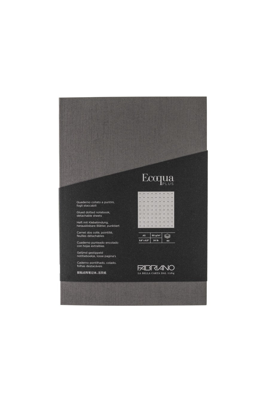 Fabriano Ecoqua Plus Perfect-Bound Notebook, 5.8 in x 8.3 in, A5 Dotted