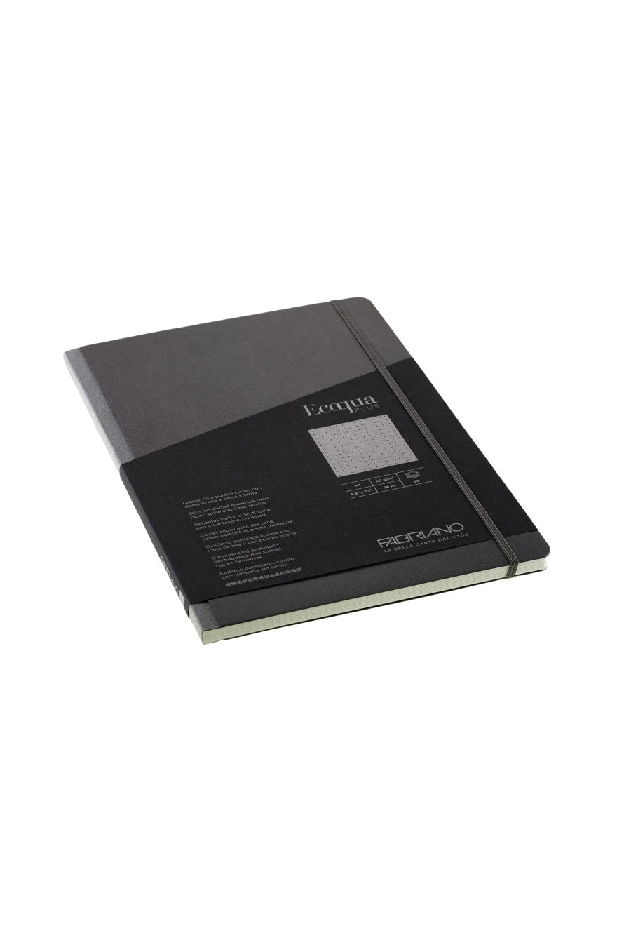 Fabriano Ecoqua Plus Sewn-Bound Notebook, 8.3" x 11.7", A4, 80 Sheets Dotted