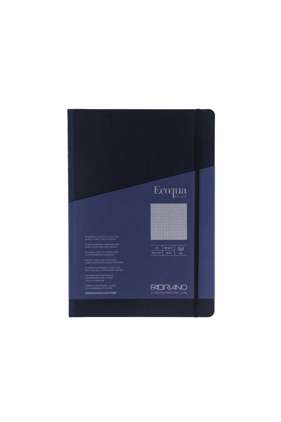 Fabriano Ecoqua Plus Sewn-Bound Notebook, 8.3" x 11.7", A4, 80 Sheets 