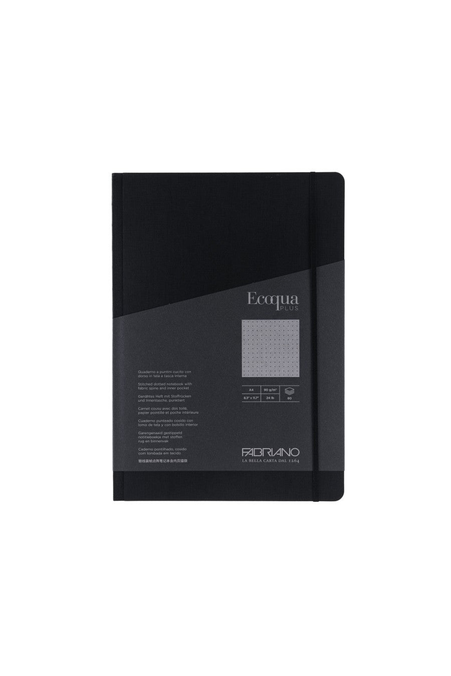 Fabriano Ecoqua Plus Sewn-Bound Notebook, 8.3" x 11.7", A4, 80 Sheets 