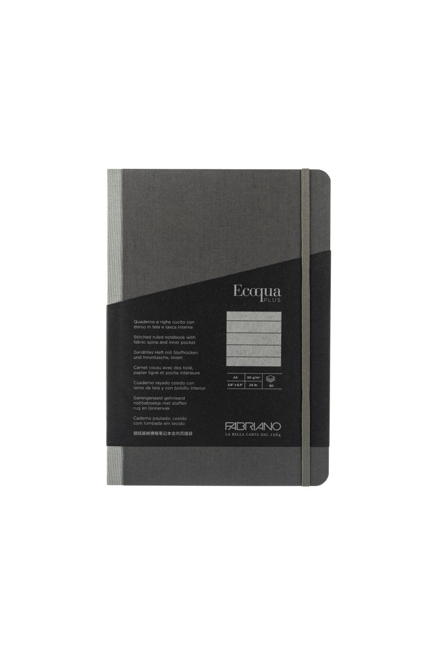 Fabriano Ecoqua Plus Sewn-Bound 100% Italian made Notebook Notebook, 5.8" x 8.3", A5 