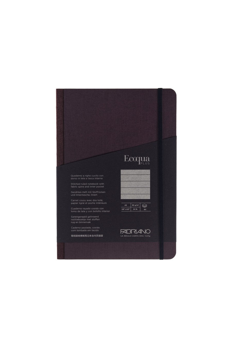 Fabriano Ecoqua Plus Sewn-Bound 100% Italian made Notebook Notebook, 5.8" x 8.3", A5 