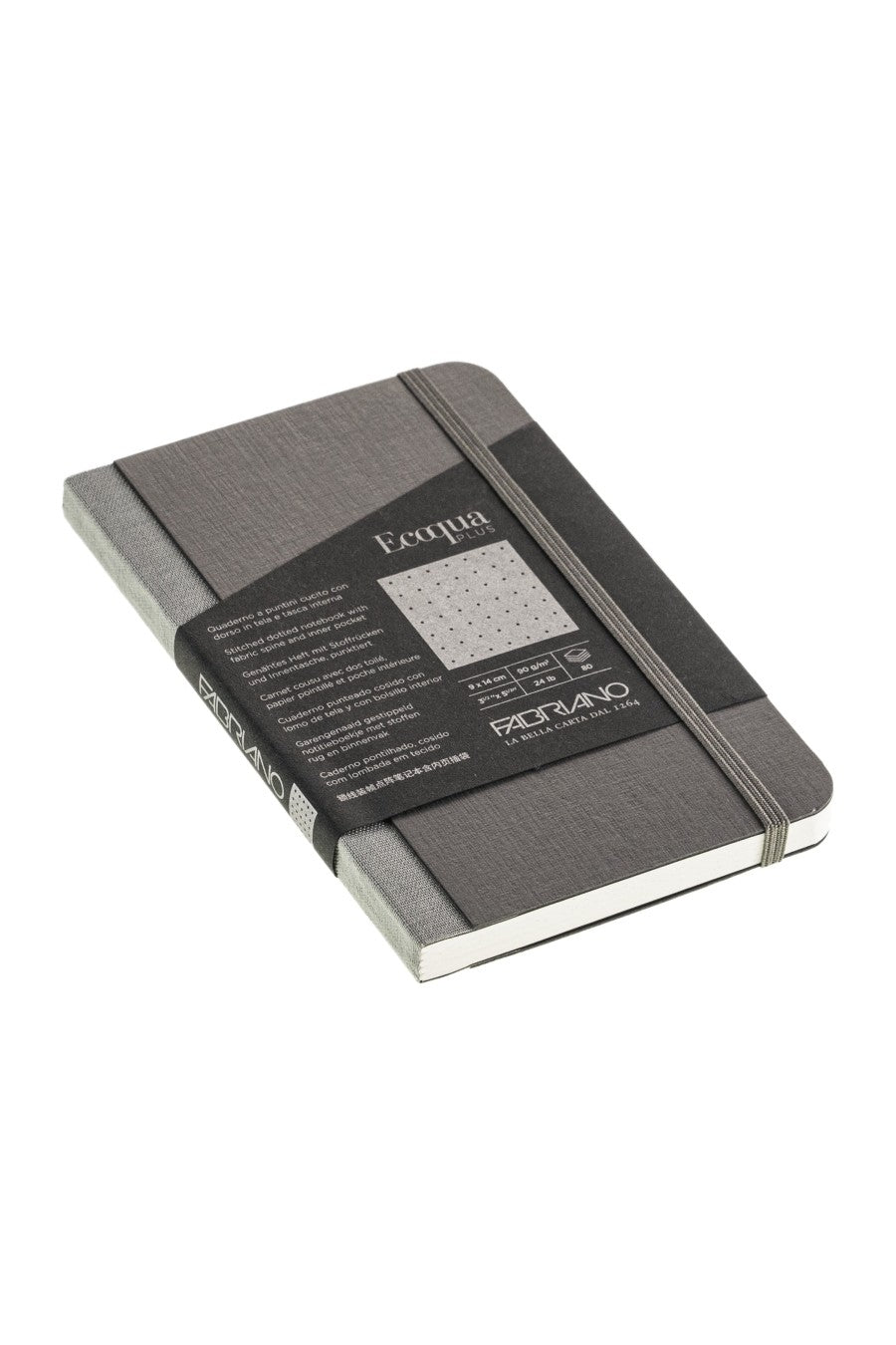Fabriano Ecoqua Plus Sewn-Bound 100% Italian made Notebook, 3.5" x 5.5", 90gsm, 80 Sheets 