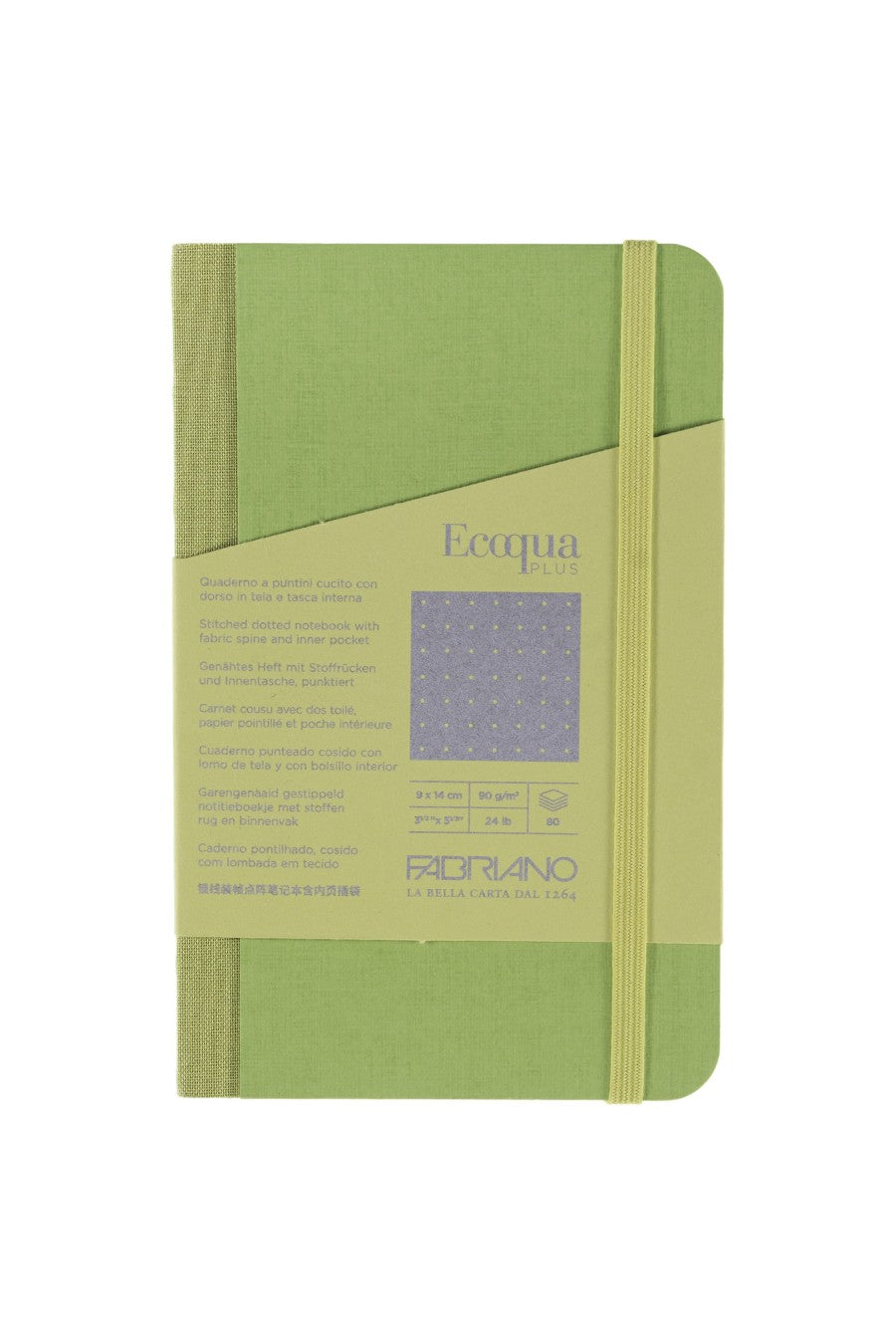 Fabriano Ecoqua Plus Sewn-Bound 100% Italian made Notebook, 3.5" x 5.5", 90gsm, 80 Sheets 