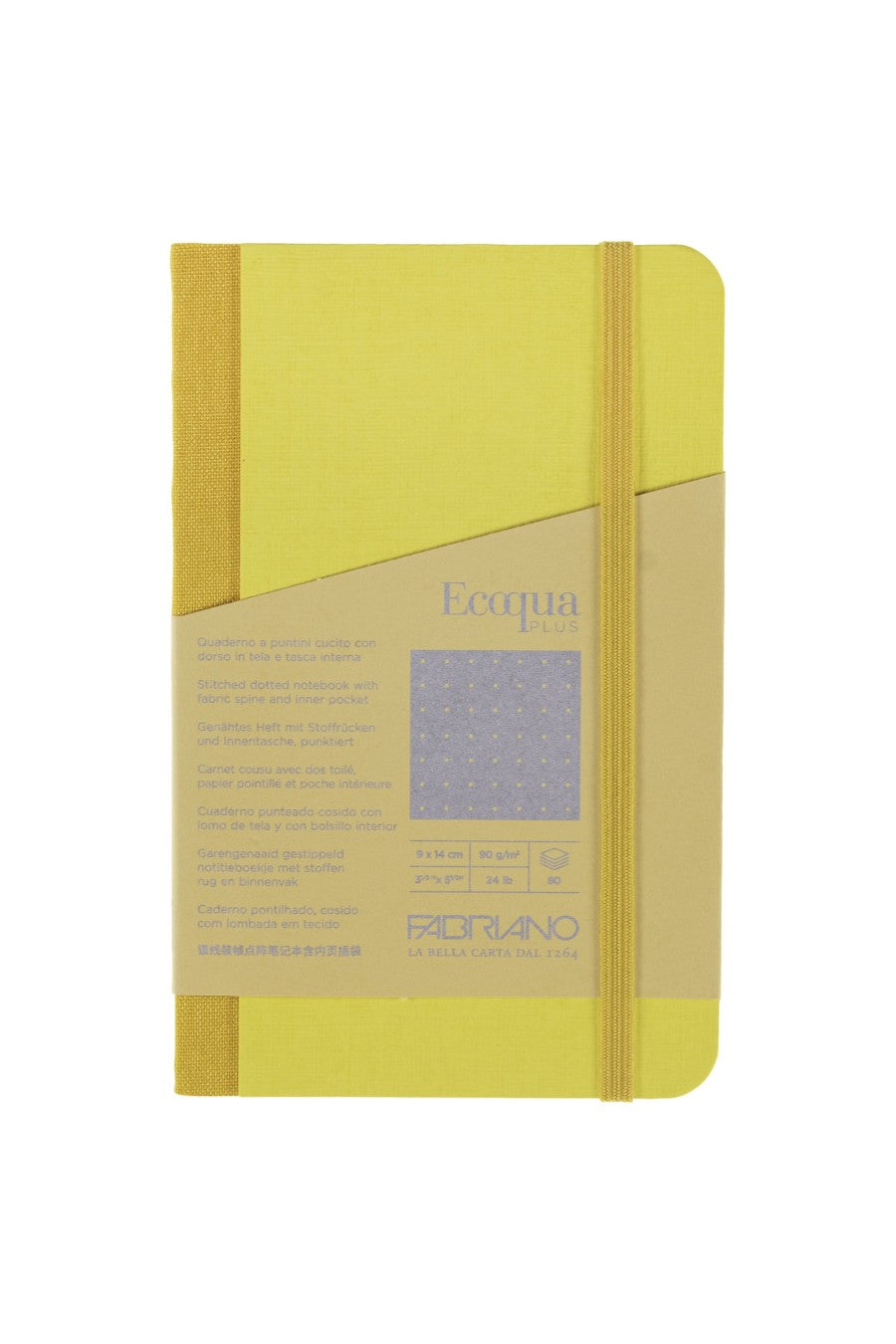 Fabriano Ecoqua Plus Sewn-Bound 100% Italian made Notebook, 3.5" x 5.5", 90gsm, 80 Sheets 