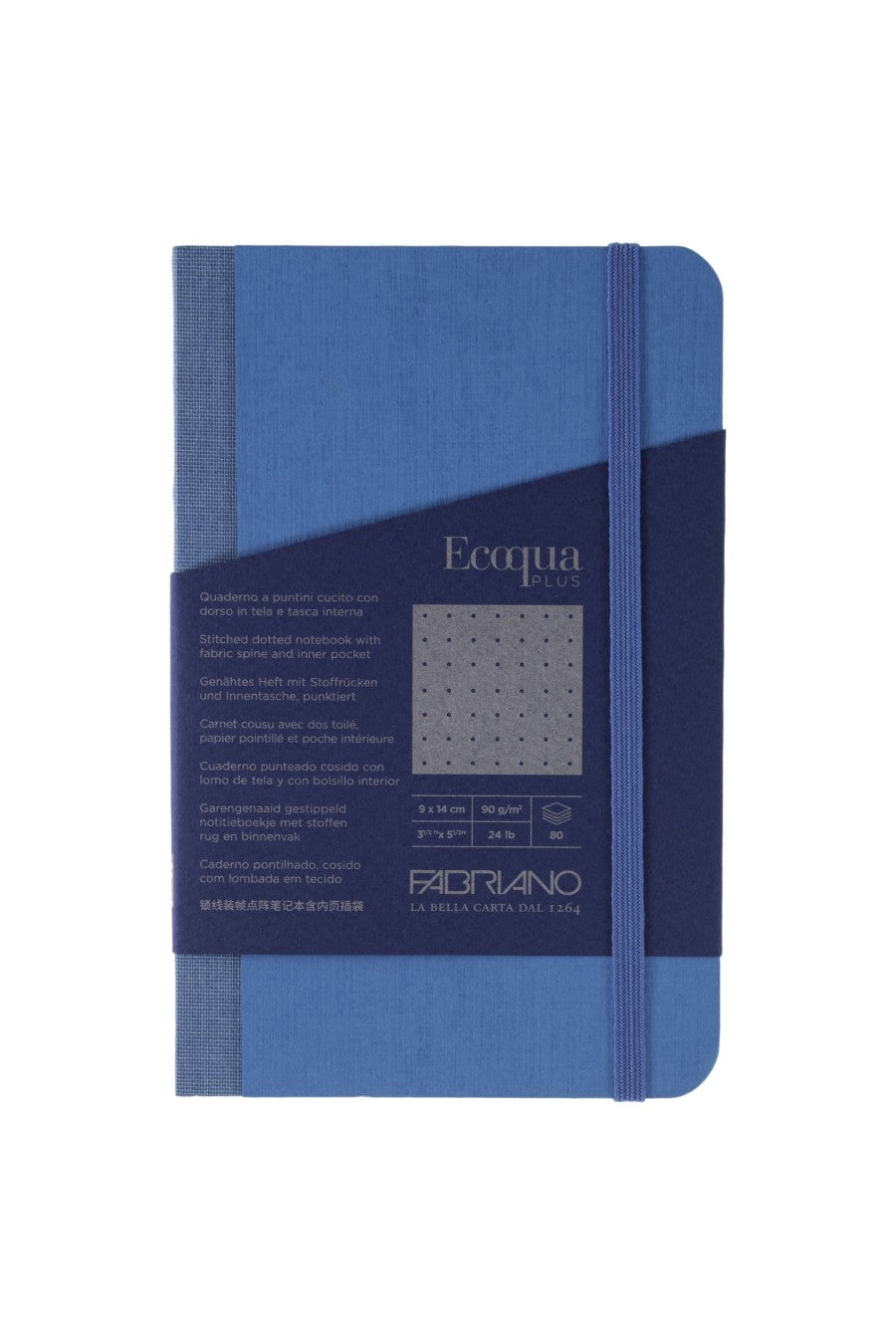 Fabriano Ecoqua Plus Sewn-Bound 100% Italian made Notebook, 3.5" x 5.5", 90gsm, 80 Sheets 