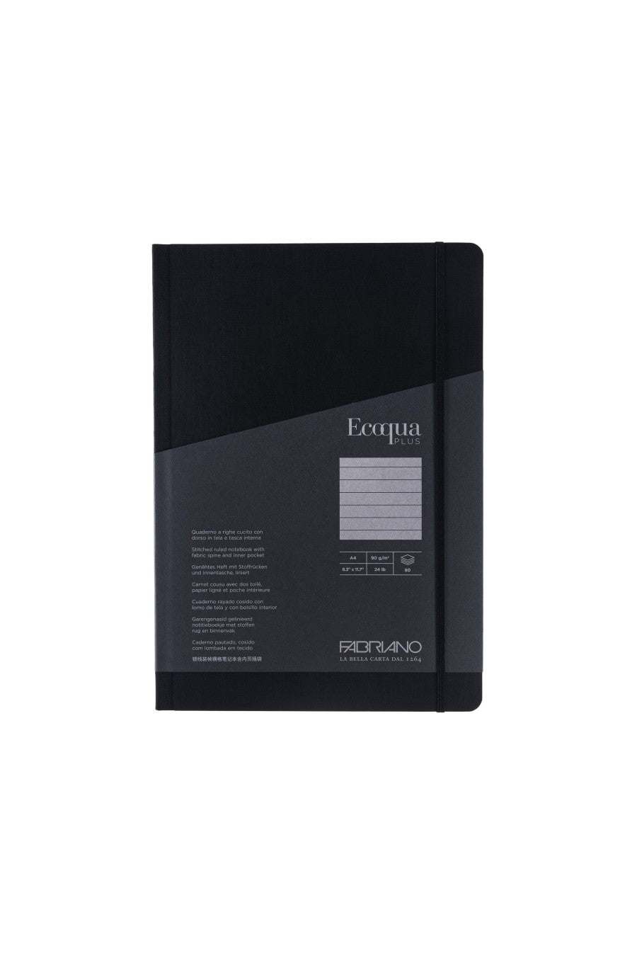 Fabriano Ecoqua Plus Sewn-Bound Notebook, 8.3" x 11.7", A4, 80 Sheets 