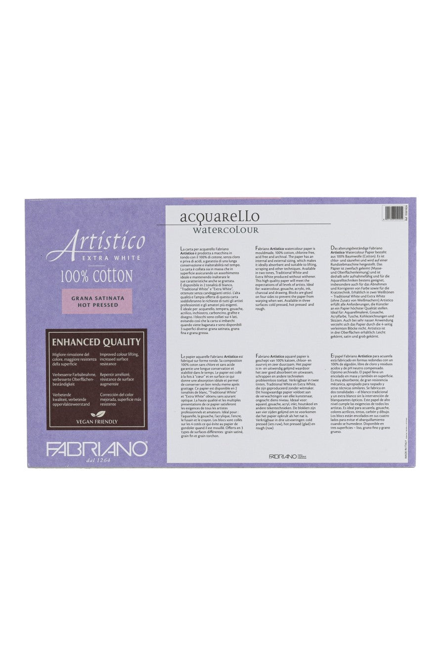 Fabriano Artistico Traditional White Watercolor Block, 140 lb./300 gsm 