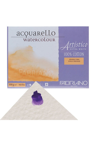 Fabriano Artistico Extra White Watercolor Block, 140 lb./300 gsm Hot Press, 12" x 18"