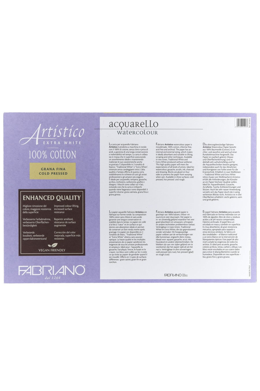 Fabriano Artistico Extra White Watercolor Block, 140 lb./300 gsm 