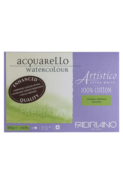 Fabriano Artistico Extra White Watercolor Block, 140 lb./300 gsm Rough, 5" x 7"