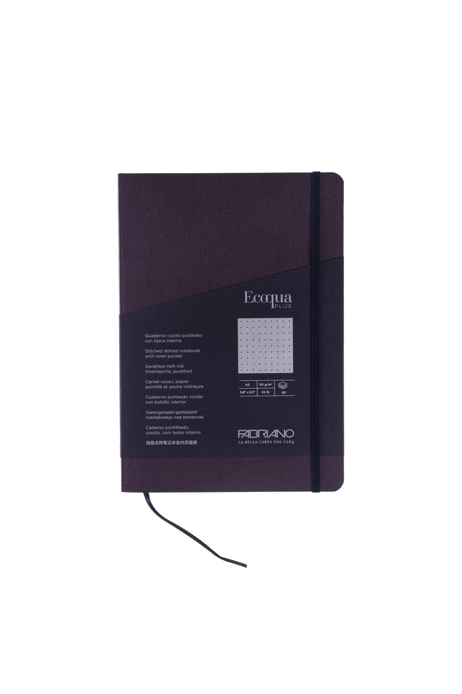 Fabriano Ecoqua Plus Stitch-Bound Notebook, 5.8" x 8.3", A5 Dotted