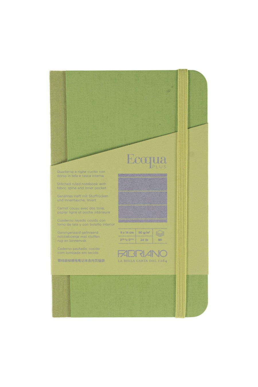 Fabriano Ecoqua Plus Sewn-Bound 100% Italian made Notebook, 3.5" x 5.5", 90gsm, 80 Sheets 