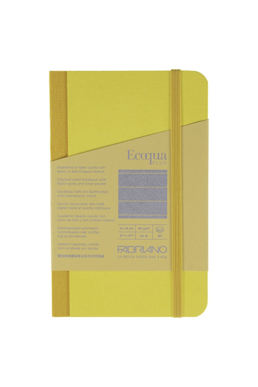 Fabriano Ecoqua Plus Sewn-Bound 100% Italian made Notebook, 3.5" x 5.5", 90gsm, 80 Sheets Dotted