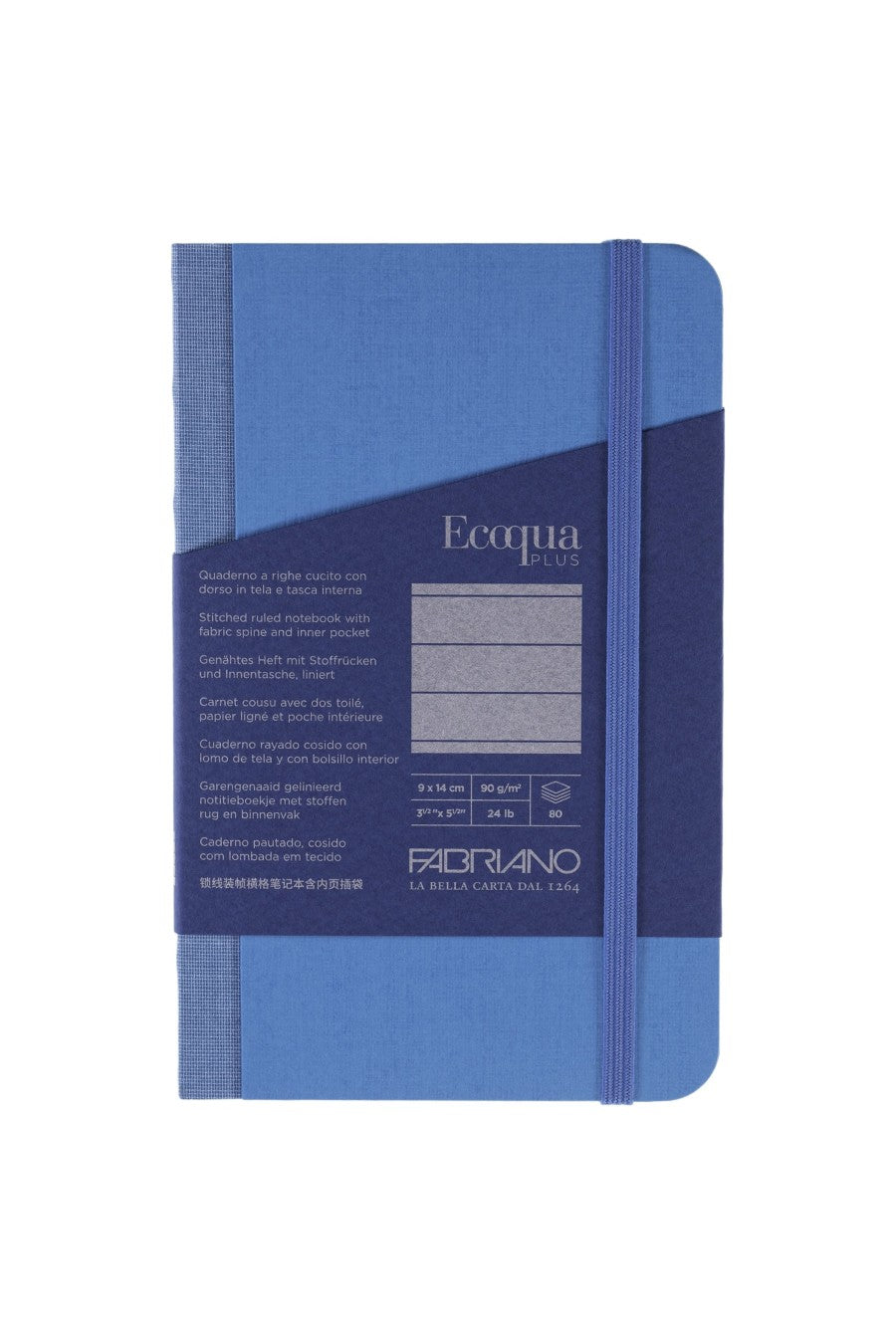 Fabriano Ecoqua Plus Sewn-Bound 100% Italian made Notebook, 3.5" x 5.5", 90gsm, 80 Sheets Lined