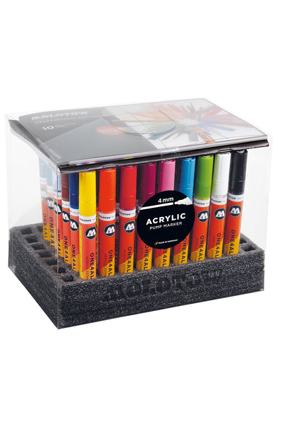 Molotow ONE4ALL Acrylic Paint Marker Complete Set, 4mm, Assorted Colors, 50 Markers Per Set, 1 Set Each (200.645)