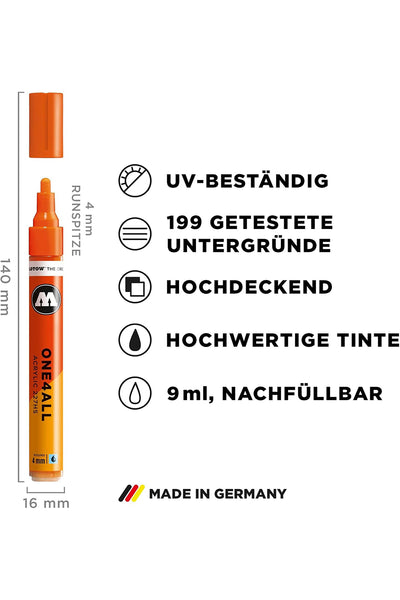 Molotow ONE4ALL Acrylic Paint Marker Complete Set, 4mm, Assorted Colors, 50 Markers Per Set, 1 Set Each (200.645)