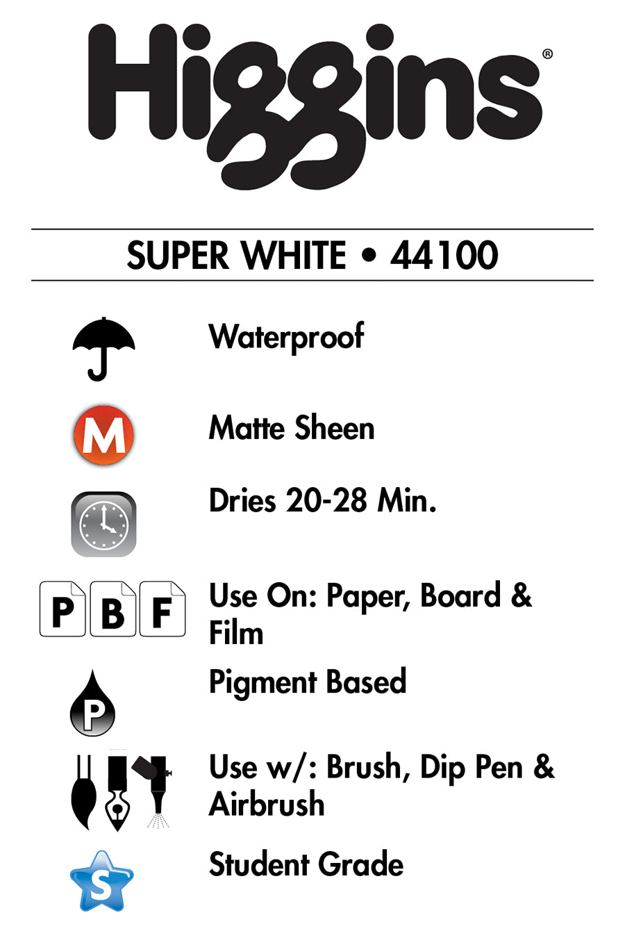 Higgins Super White Ink, 16 oz