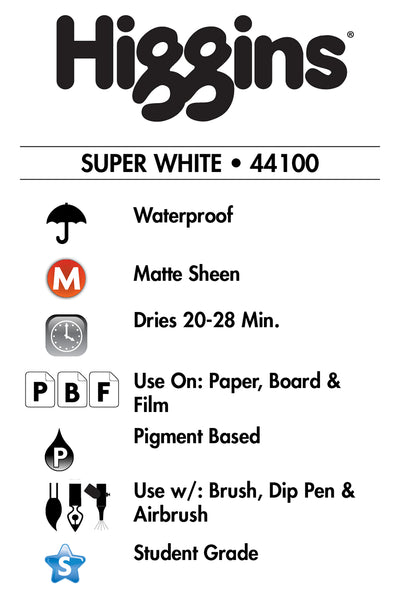 Higgins Super White Ink, 16 oz